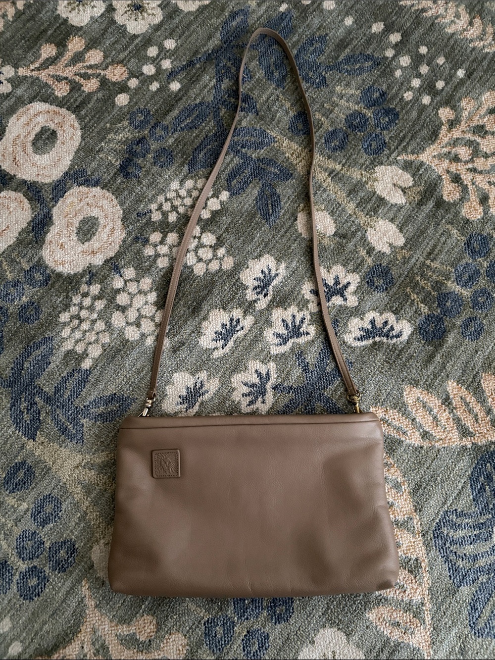 Vintage Anne Klein Taupe Leather Shoulder Bag